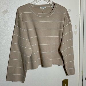Max Studio Beige and White Striped Knit Top